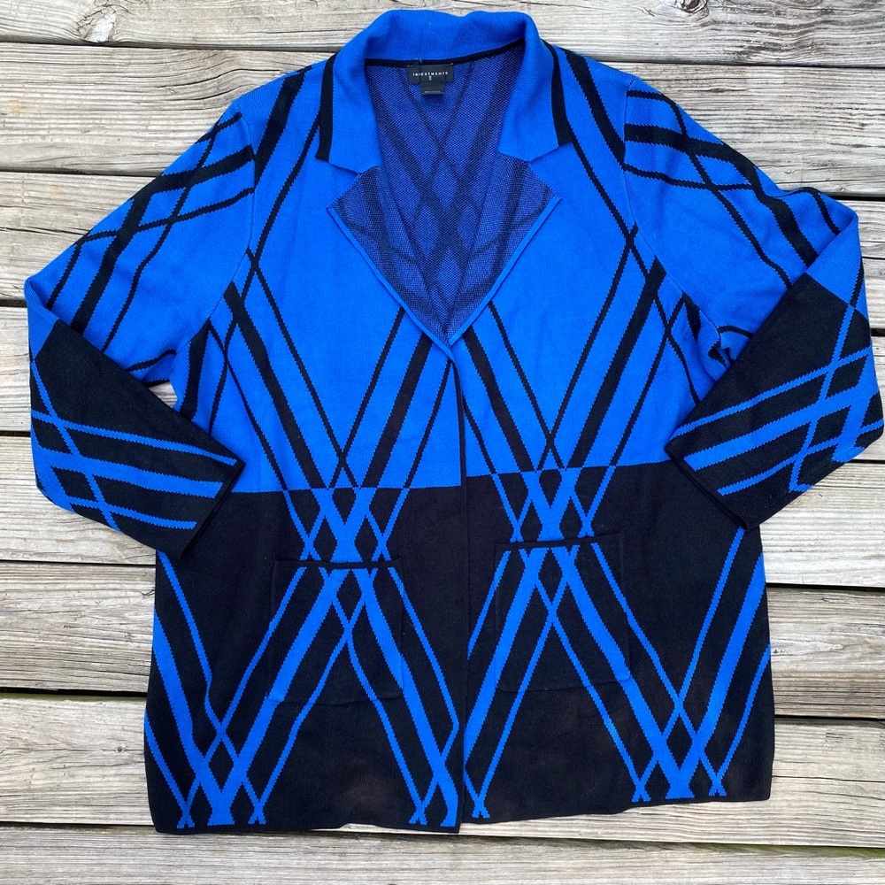 Funky Plus Size Blue and Black Long Cardigan
